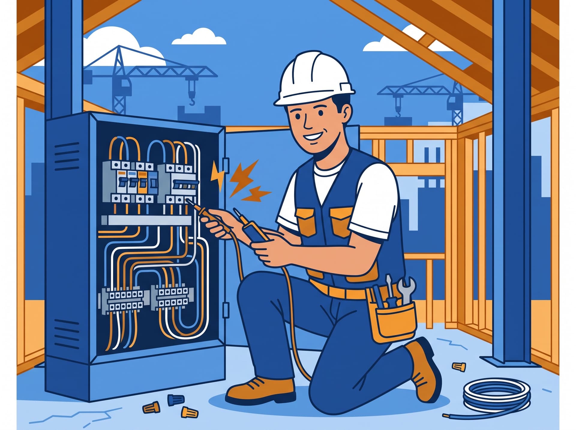 Electrical professional at work