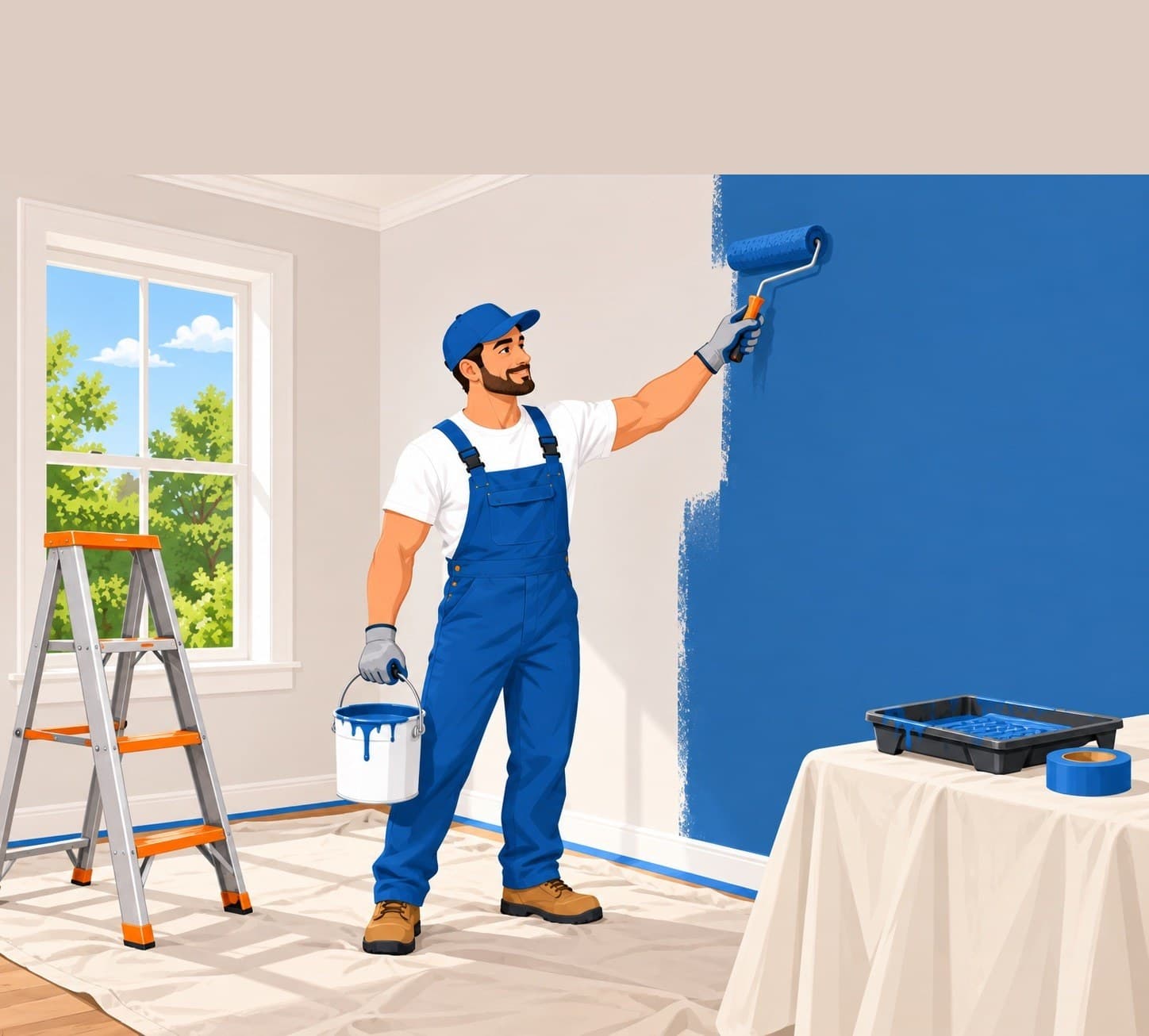 Painting professional at work