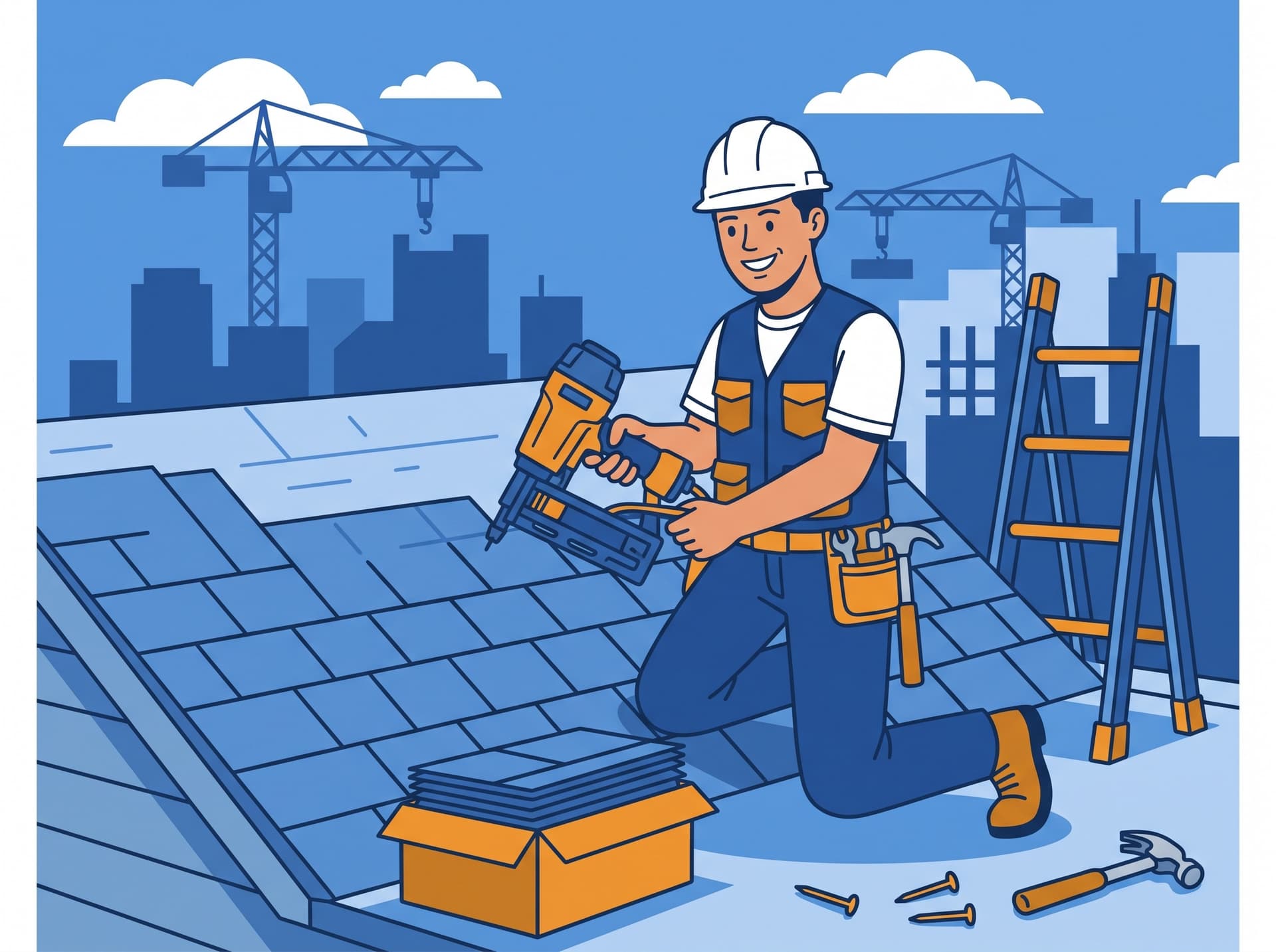Roofing professional at work